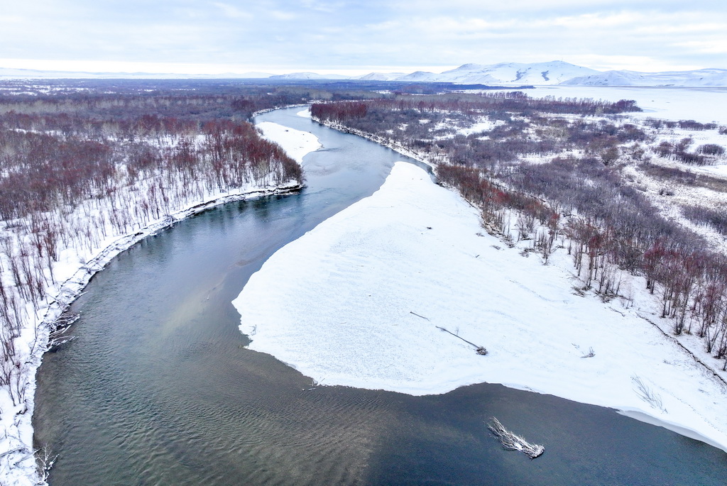 這是11月12日拍攝的額爾古納濕地雪景（無人機照片）。